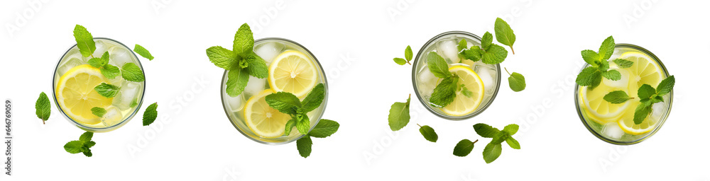 glass of lemonade With Mint Leaf's Png - obrazy, fototapety, plakaty 