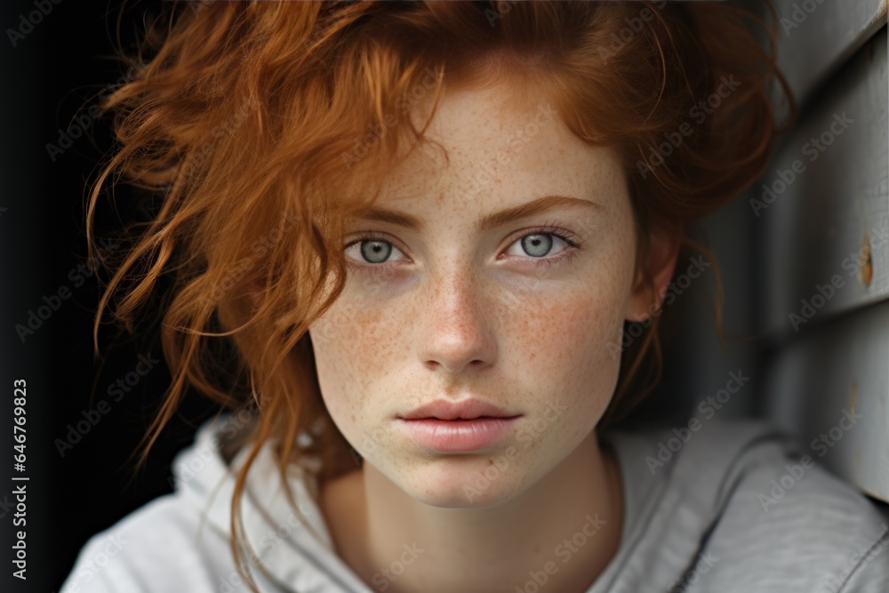 portrait of a woman with freckles portrait of a woman with freckles