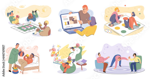 Game together. Family fun. Friendship time. Vector illustration. The joy and laughter that fill room during friends game night priceless Family time becomes more meaningful when we engage in