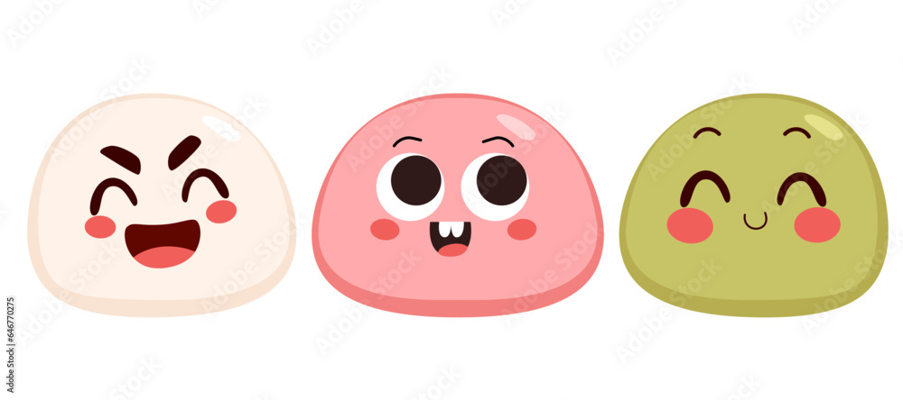 Illustration vector of funny mochi icon vector. Logo design. Japanese rice dessert