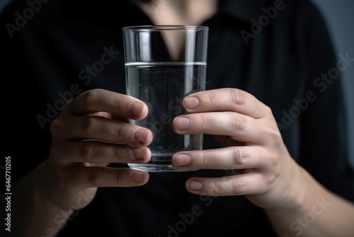 Woman glass water. Generate Ai