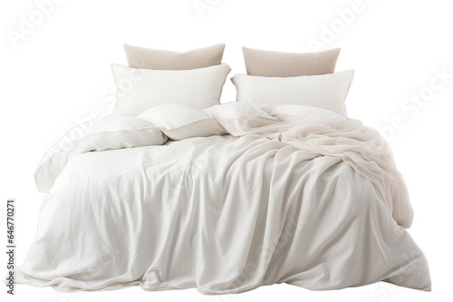 white bed with pillows Png