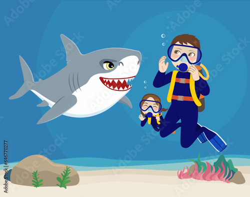 Shark interacting with Scub...