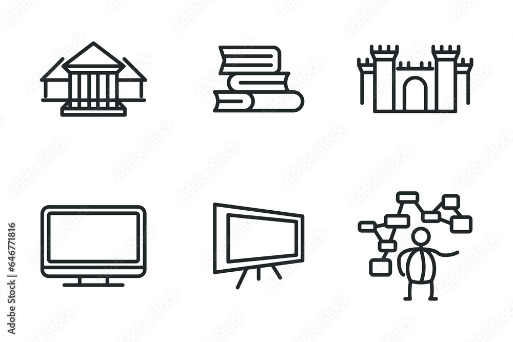 Thin line education, online training and courses icons set for website and mobile site and applications. Thin line education, online training and courses icons set for website and mobile site and applications.