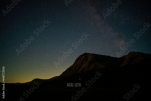 Glencoe  Highlands Scotland at night with stars and milky way.