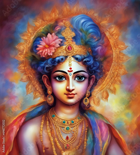 Fantasy portrait of child version of God Krishna.
