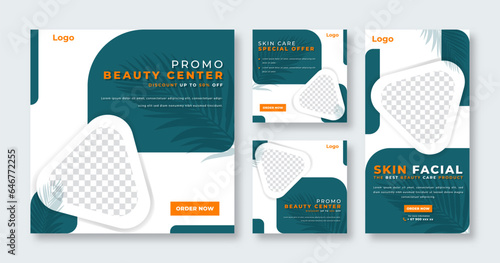 Skin Care an Beauty Center Social Media Post for Online Marketing Promotion Banner, Story and Web Internet Ads Flyer
