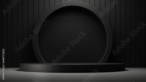 black round arch podium pedestal presentation of a new product studio sale on black Friday