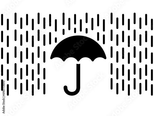 Umbrella and rain drops. Black and White line art style, editable vector file on transparent background. Insurance and protection concept