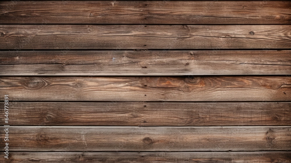 Close-up of weathered wooden planks, with visible grain patterns and a rustic, aged texture. The worn, vintage wood serves as a natural, brown background with a rough and abstract pattern. - obrazy, fototapety, plakaty 