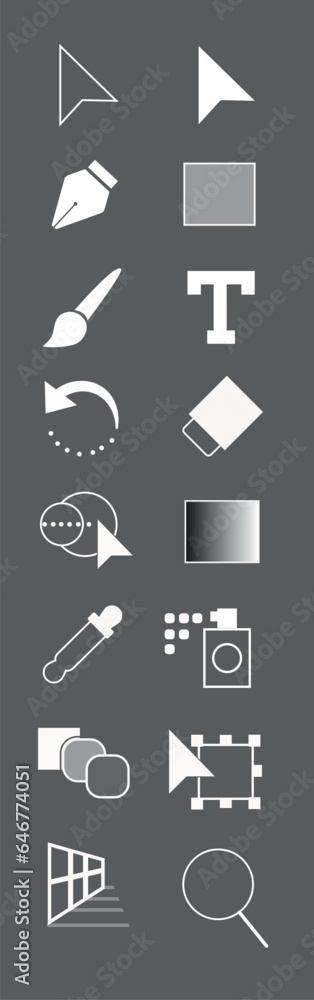 Vector Illustration tool icons. Tools for working in illustrator.