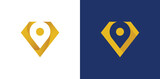 Luxury Diamond Pin Location Logo Concept icon sign symbol Element Design. Jewellery, Gem, Jewelry Logotype. Vector illustration logo template
