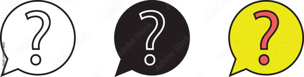 Question icons collection set. Question mark icon lined, isolated and colored version. Vector illustration Question icons collection set. Question mark icon lined, isolated and colored version. Vector illustration