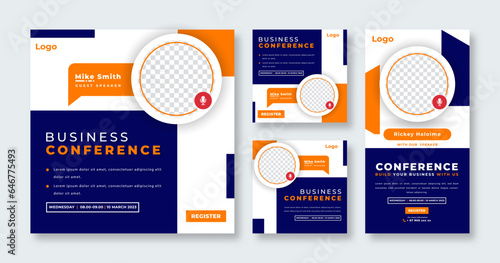 Webinar Digital Business Conference Social Media Post for Online Marketing Promotion Banner and Web Internet Ads Flyer