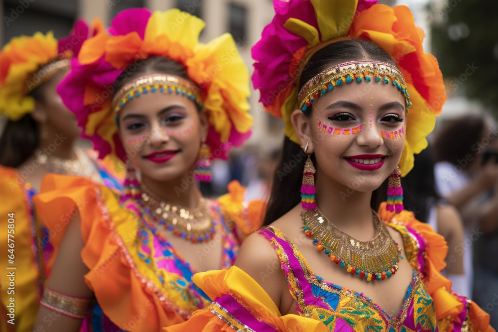 Fototapeta premium people celebrate carnival in the city street