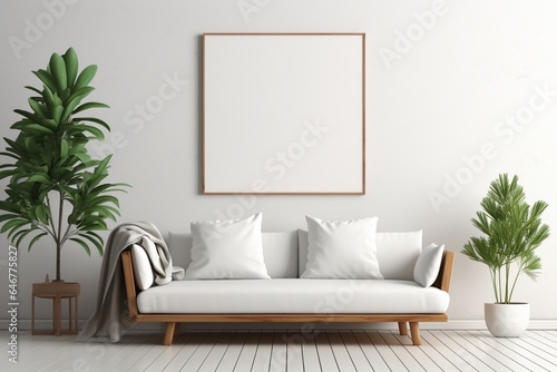 Modern Aesthetic Interior Design with Small Blank Poster Created with Generative AI