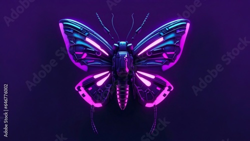 neon punk butterfly on black background © Crimz0n