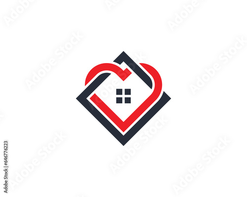 Home and Heart Logo Concept icon sign symbol Element Design. Love, Health Care, House, Real Estate, Realtor, Mortgage, Charity Logotype. Vector illustration template