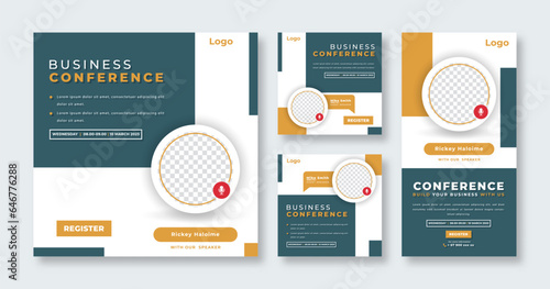 Webinar Digital Business Conference Social Media Post for Online Marketing Promotion Banner and Web Internet Ads Flyer