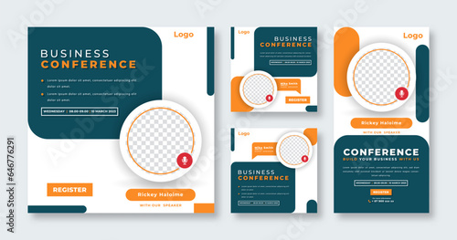 Webinar Digital Business Conference Social Media Post for Online Marketing Promotion Banner and Web Internet Ads Flyer