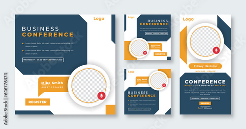 Webinar Digital Business Conference Social Media Post for Online Marketing Promotion Banner and Web Internet Ads Flyer