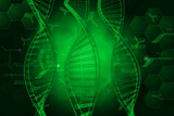 DNA strand on greenscientific background. 3d illustration