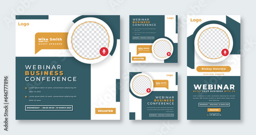 Webinar Digital Business Conference Social Media Post for Online Marketing Promotion Banner and Web Internet Ads Flyer