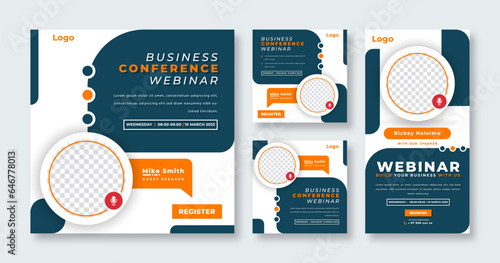Webinar Digital Business Conference Social Media Post for Online Marketing Promotion Banner and Web Internet Ads Flyer