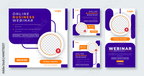 Webinar Digital Business Conference Social Media Post for Online Marketing Promotion Banner and Web Internet Ads Flyer