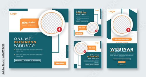 Webinar Digital Business Conference Social Media Post for Online Marketing Promotion Banner and Web Internet Ads Flyer