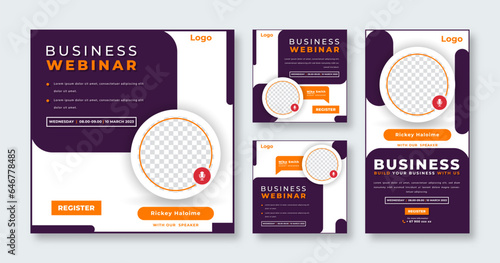 Webinar Digital Business Conference Social Media Post for Online Marketing Promotion Banner and Web Internet Ads Flyer