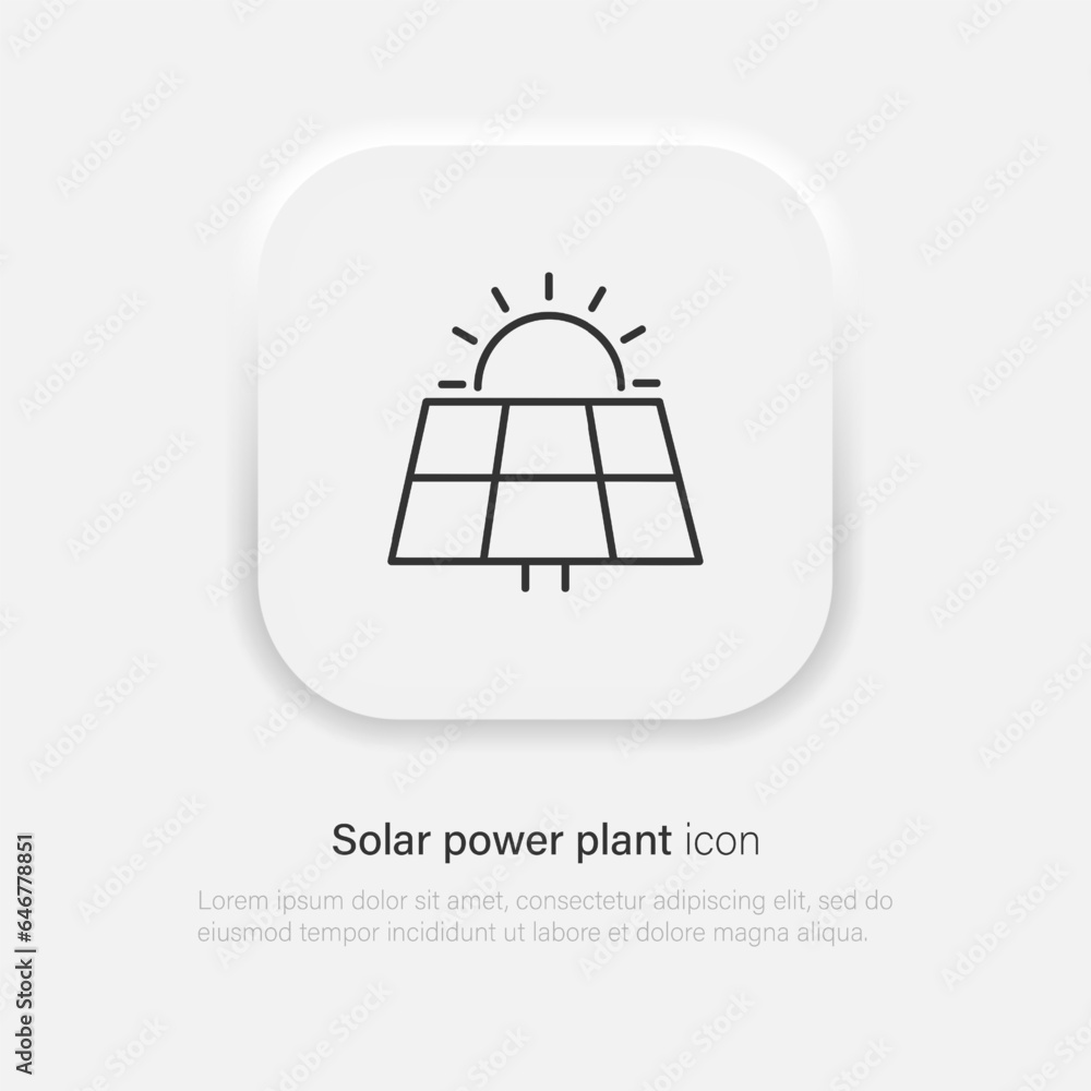 Sun energy vector icon. Solar panels black symbol isolated. Vector EPS 10 Sun energy vector icon. Solar panels black symbol isolated. Vector EPS 10