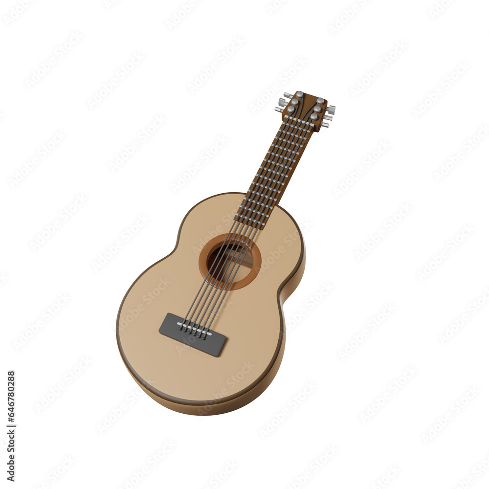musical instrument: 3d render Guitar acoustic