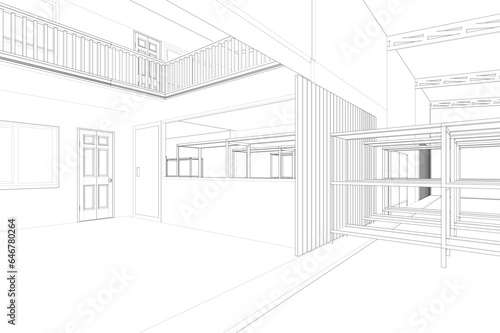 3D illustration of building project
