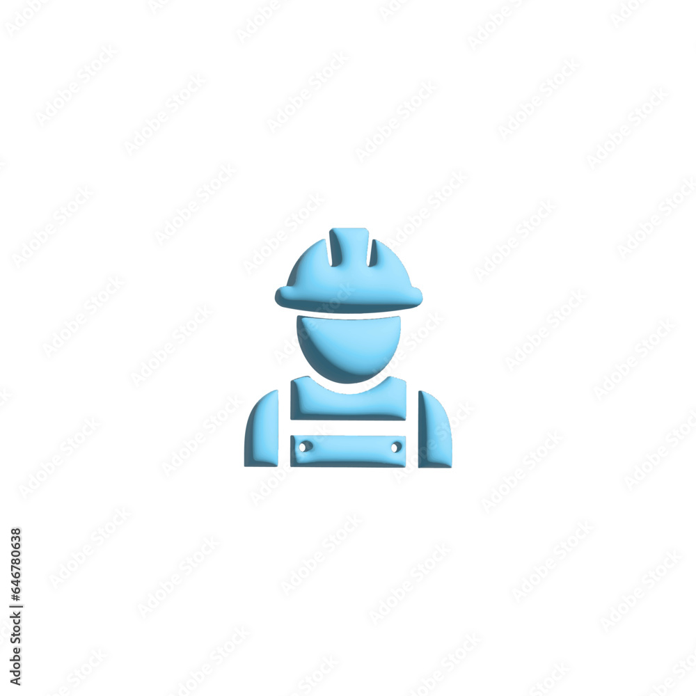 Construction worker vector in modern 3D style icon