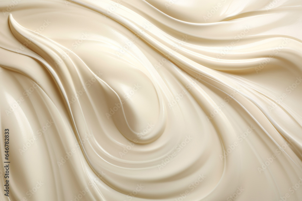 A close-up view of creamy white and ivory cosmetics being mixed. A close-up view of creamy white and ivory cosmetics being mixed.