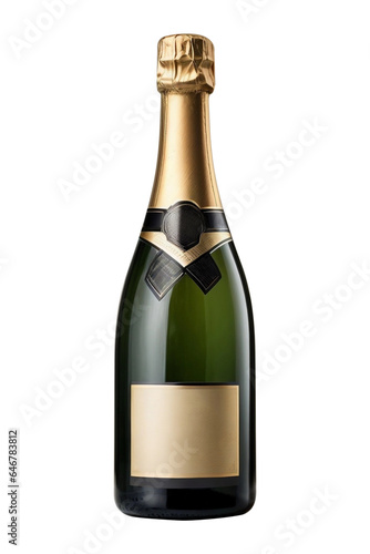 champagne wine bottle on transparent background