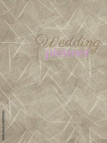 Wedding planner cover template. Lace background.
