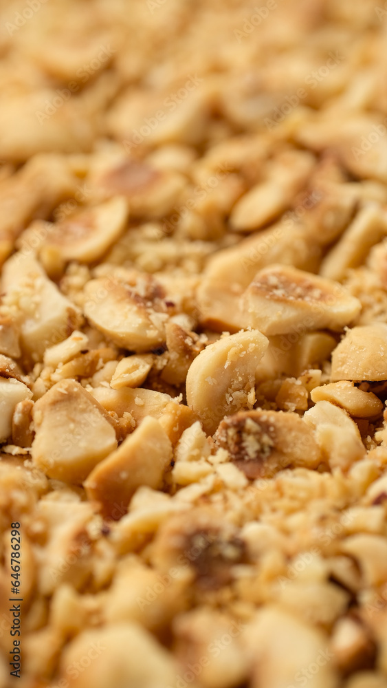 Heap of ground roasted hazelnuts close up Heap of ground roasted hazelnuts close up