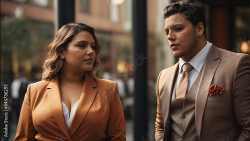 Managers woman and man Plus-size photo generated by artificial intelligence