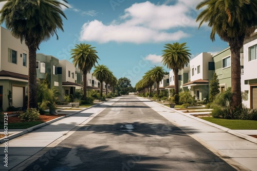 Residential area in Tampa, Florida. Generative AI © Kato