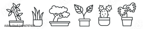 plants, flowers and green thumb vector thin line icon collection on white background