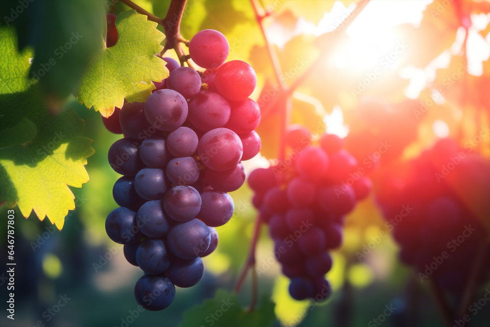 Wine grapes harvest autumn fruit - obrazy, fototapety, plakaty 