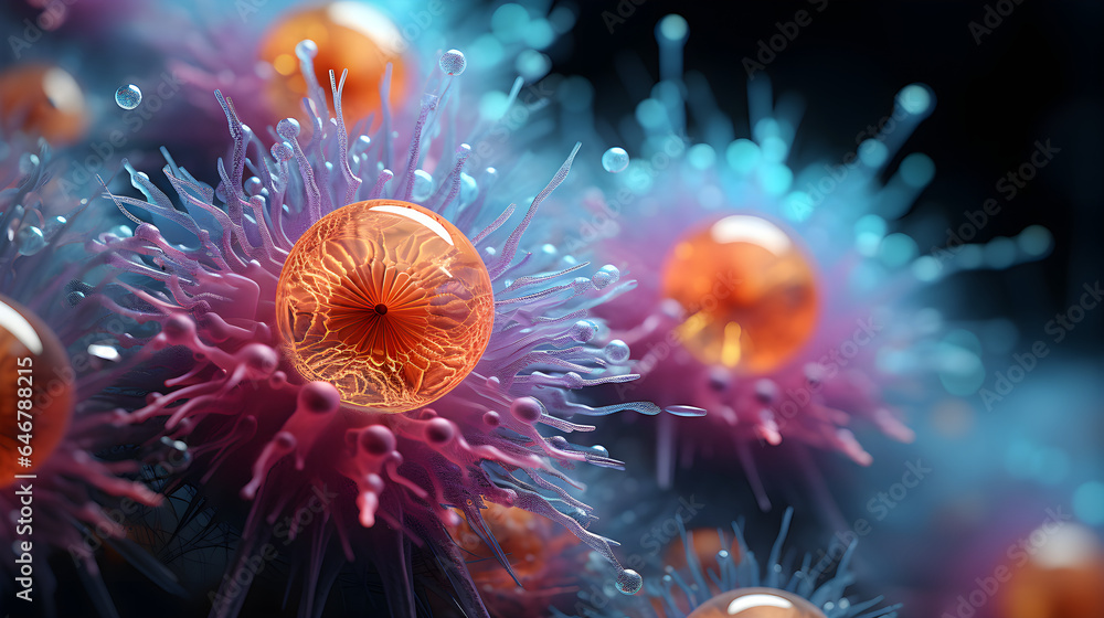 Bacteria and viruses on dark background Bacteria and viruses on dark background