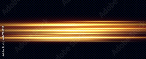 
Set of golden horizontal neon lines. Laser beams, horizontal light beams. Set of transparent vector glow light effects, explosion, shine, spark, solar flare.