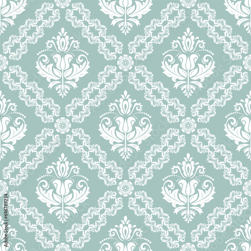 Classic seamless vector light blue and white pattern. Damask orient ornament. Classic vintage background. Orient pattern for fabric, wallpapers and packaging