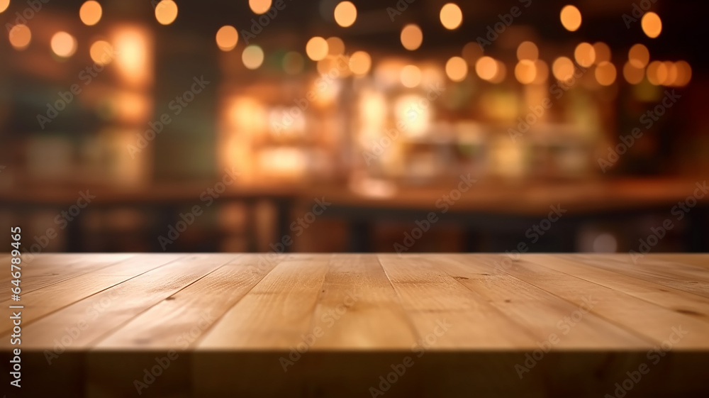 an empty tabletop podium in a restaurant with a blurred background with a copy of the evening bar space. an empty tabletop podium in a restaurant with a blurred background with a copy of the evening bar space.