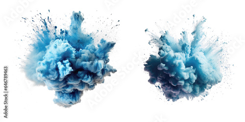 Pale Blue Powder Explosion, Isolated On Transparent, PNG