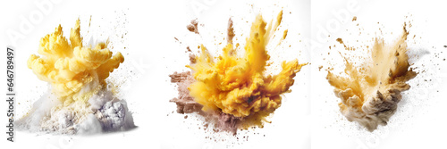 Pale Yellow Powder Explosion, Isolated On Transparent, PNG