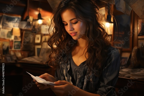 girl with a phone in her hands looks at a street map